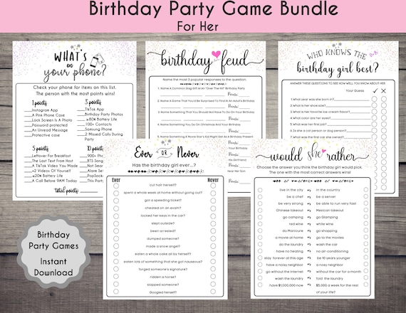 Adult Birthday Party Games Bundle Printable Adult Party 