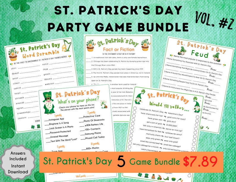 Fun St. Patrick's Day Feud Printable Game St. Patrick's Day Game for Kids & Adult St. Paddy's Party Game St. Patty's Classroom Game image 7