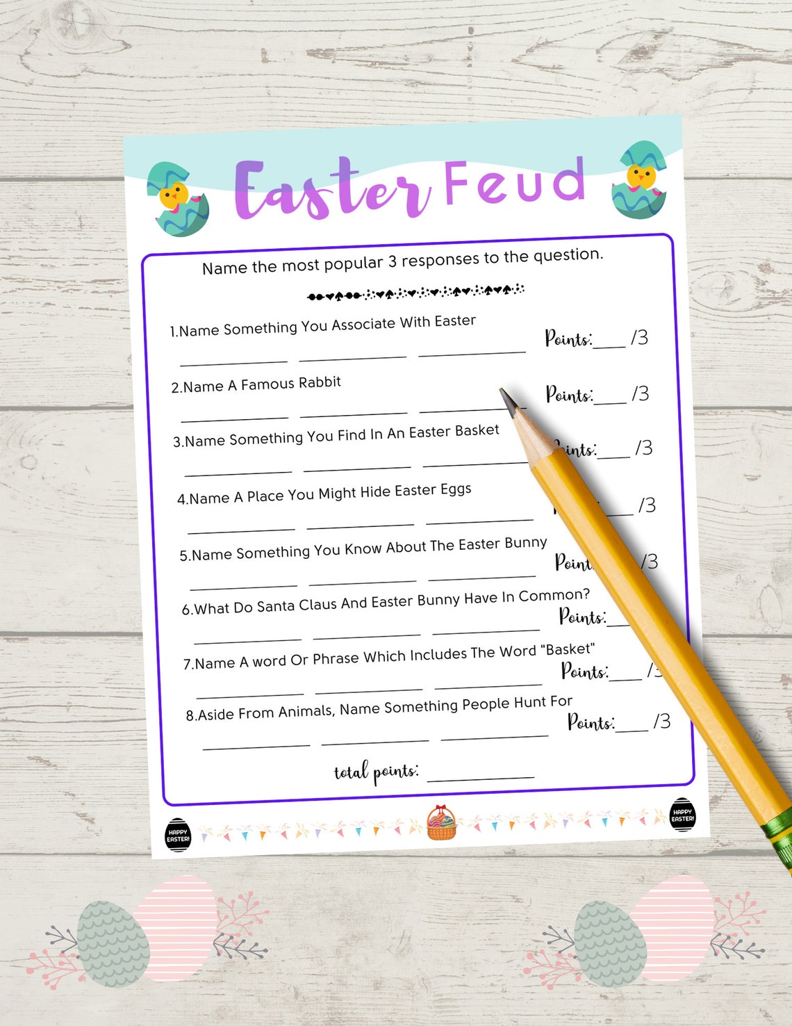 Easter Feud Game Easter Game For Kids Adults Easter Fun Etsy