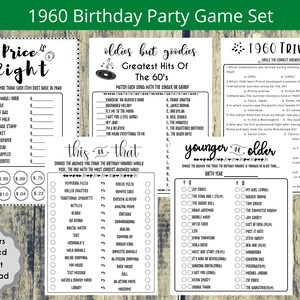 Born in 1960 Birthday Games Bundle 65th Birthday Party games 1960 Trivia Fun Printable DIGITAL Minimalist Party Game for Her Him Men Woman