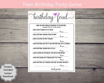 Fun Teen Girls Birthday Games | Birthday Feud Game| Girls Sleepover Party Games | Pajama Party | age 12, 13, 14,15,16,17  | Tween ,Sweet 16
