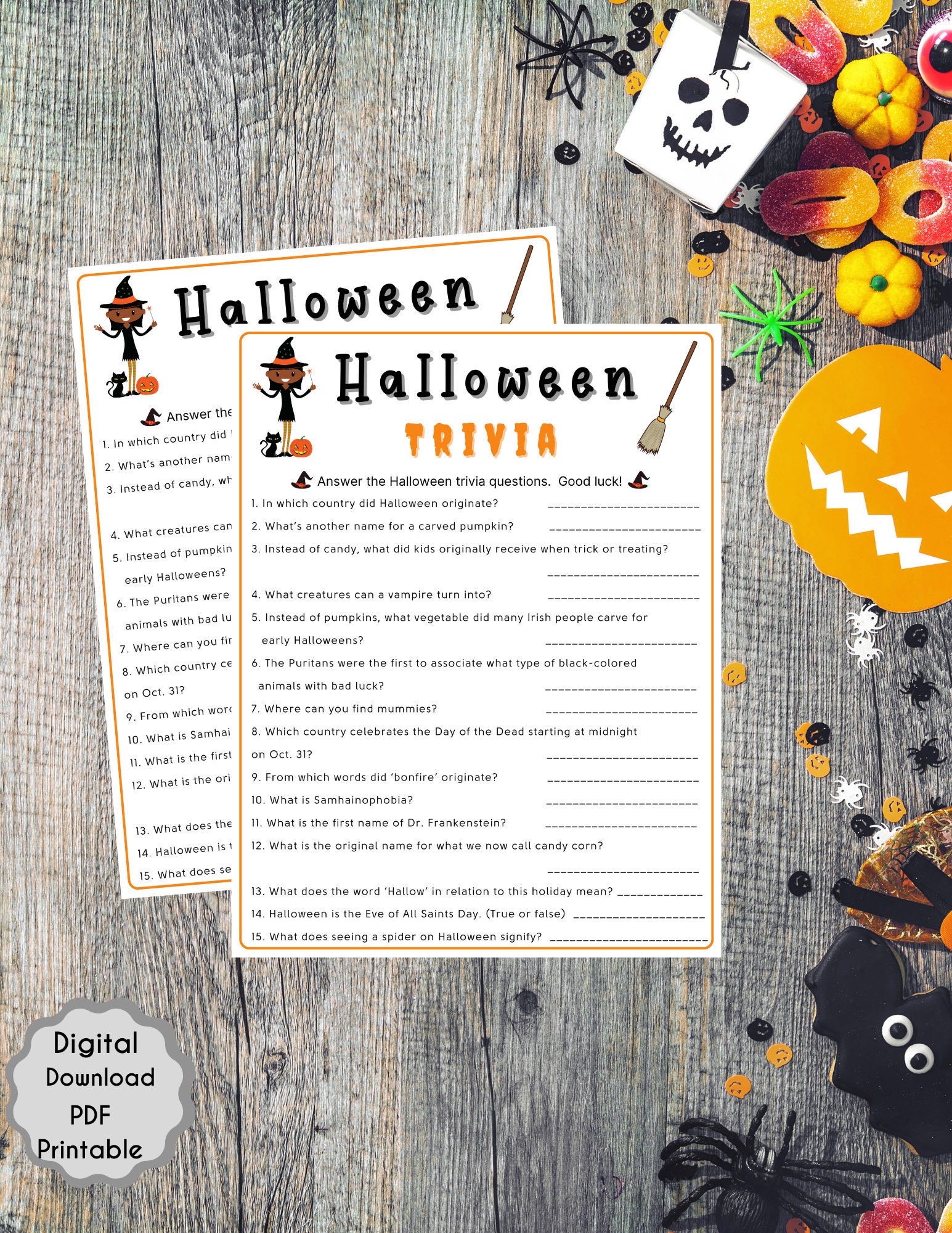 Halloween Trivia Game Fun Halloween Games Printable - Etsy