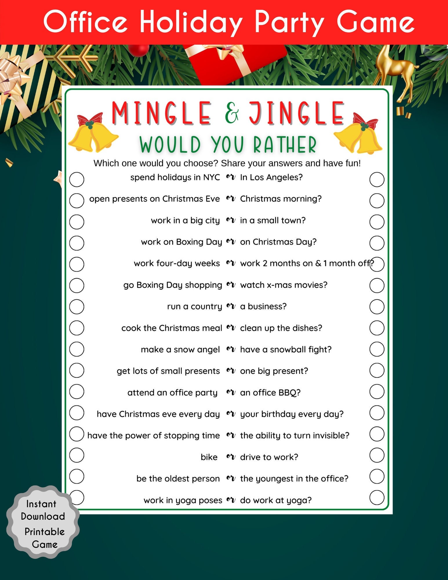 Office Christmas Party Games Printable