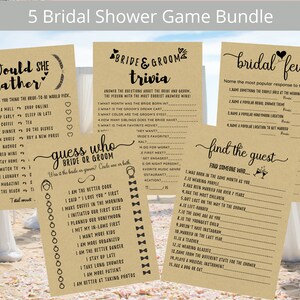 Printable  Bridal Shower Game Bundle, Minimalist Bridal Shower Template, Interactive Wedding Copules Games, Bachelorette Party Games,