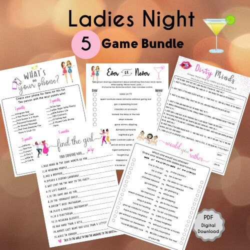 5 Ladies Night Game Bundle Ladies Party Games Fun Girls Night Out ...
