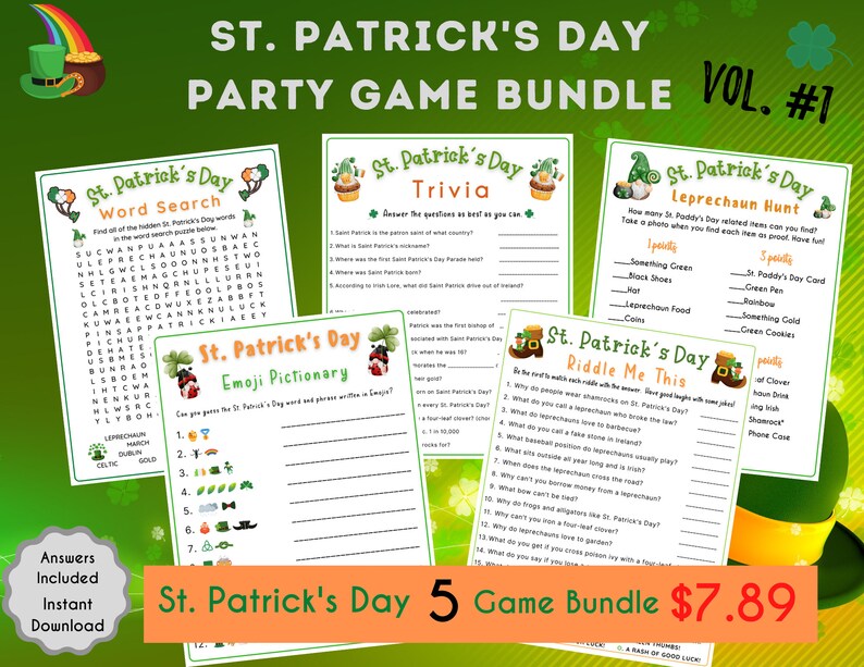 St. Patrick's Day Trivia Game St. Patrick's Day Game for Kids & Adults St. Patrick's Fun Party Game St. Patrick's Classroom Activity image 7