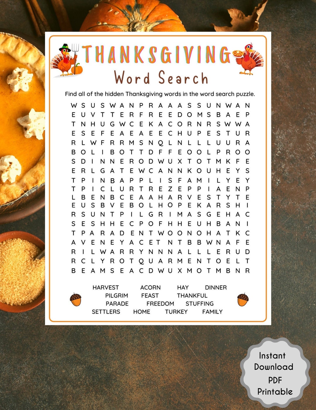 Thanksgiving Game Printable Thanksgiving Party Game for Kids Adults ...
