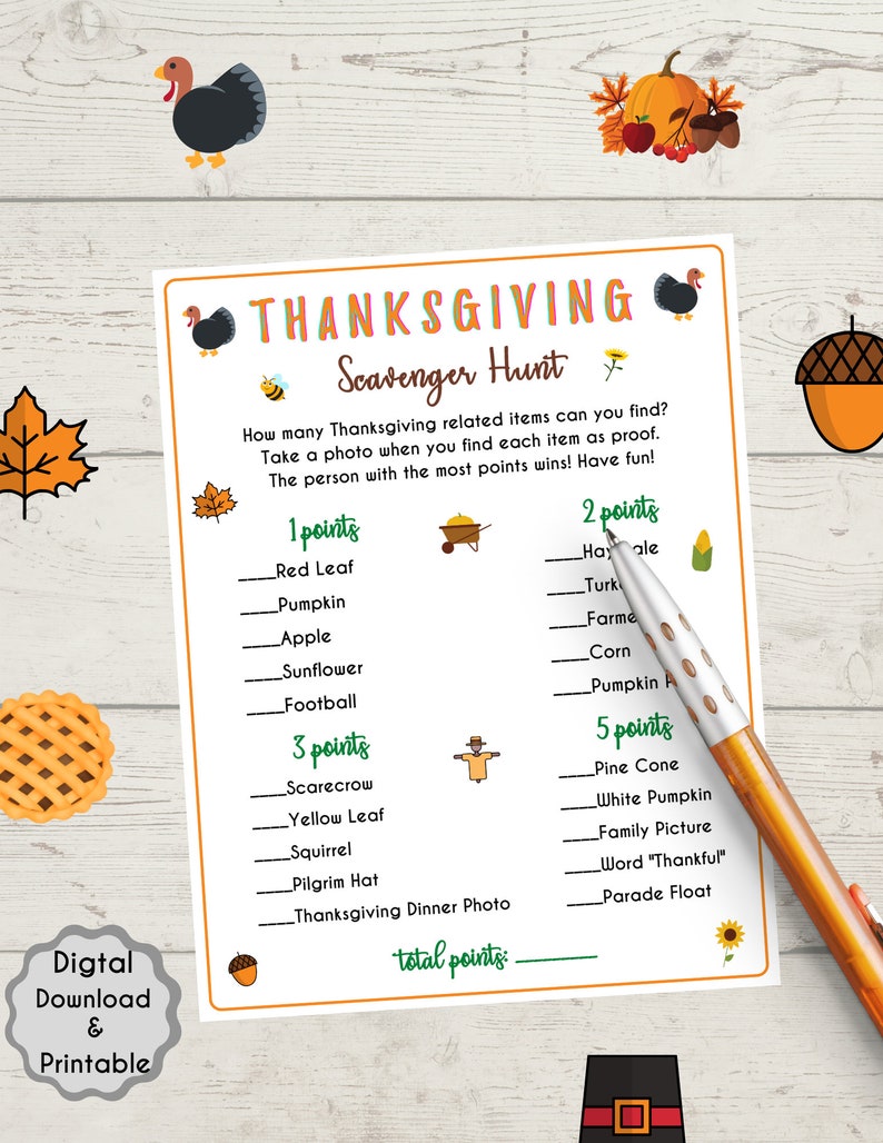 Thanksgiving Game Printable Thanksgiving Party Game for Kids - Etsy