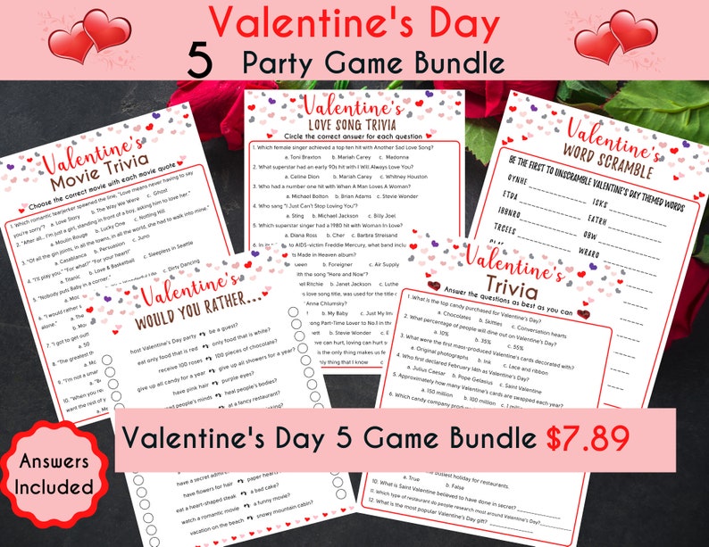 Valentine's Day Feud Game Fun Valentine's Day Feud Activity Valentines Printable Game Galentine's Game Fun Adults Party Games PDF image 7