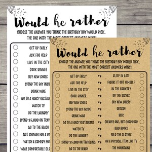Birthday Games for Him, Printable Birthday Party Games for Men Birthday ...