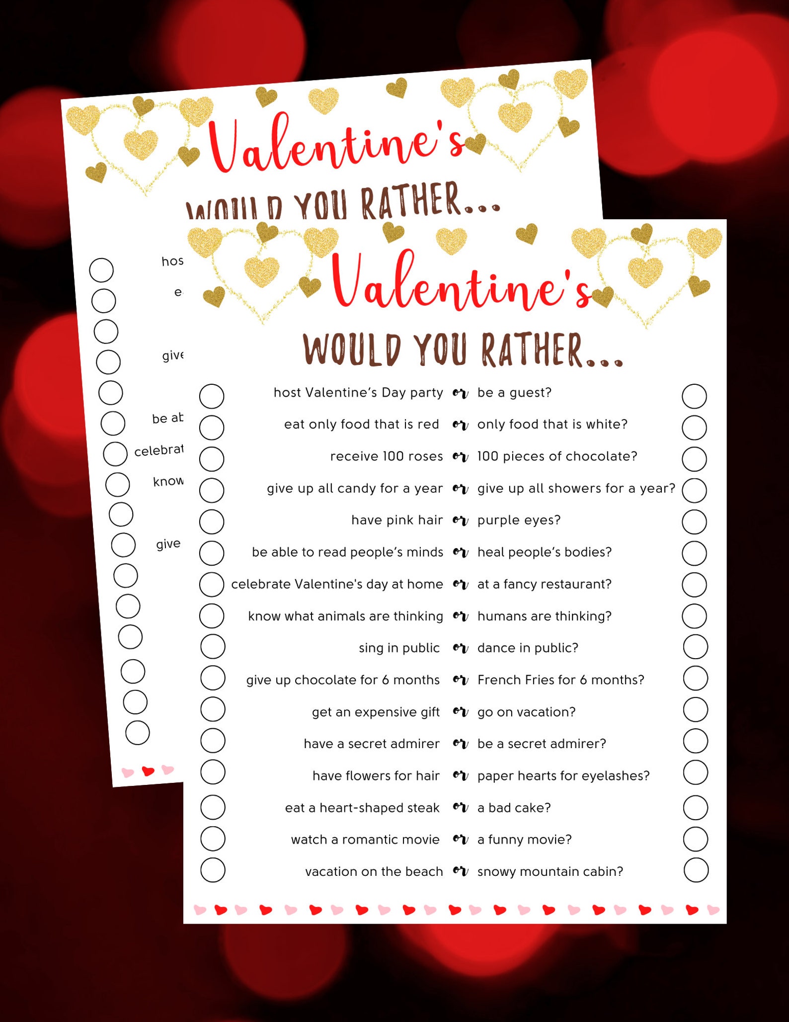 Valentine's Day Would You Rather Game Valentine's | Etsy
