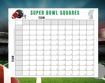 Super Bowl Squares Printable Etsy