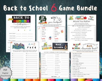Back to School 6 Game Bundle | Classroom | Game for Kids | First Day of School Game | Icebreaker | Virtual | Printable l Instant Download