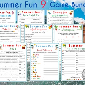 9 in 1 Summer Fun Game Bundle | Summertime Game | Summer Party Game | Printable Games | Summer Game| Zoom Party | Icebreaker l BBQ Game