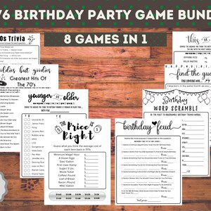 Printable Born in 1976 Birthday Games Bundle 49th Birthday Party games 1976 Trivia Fun DIGITAL Minimalist Party Game for Her Him Men Women