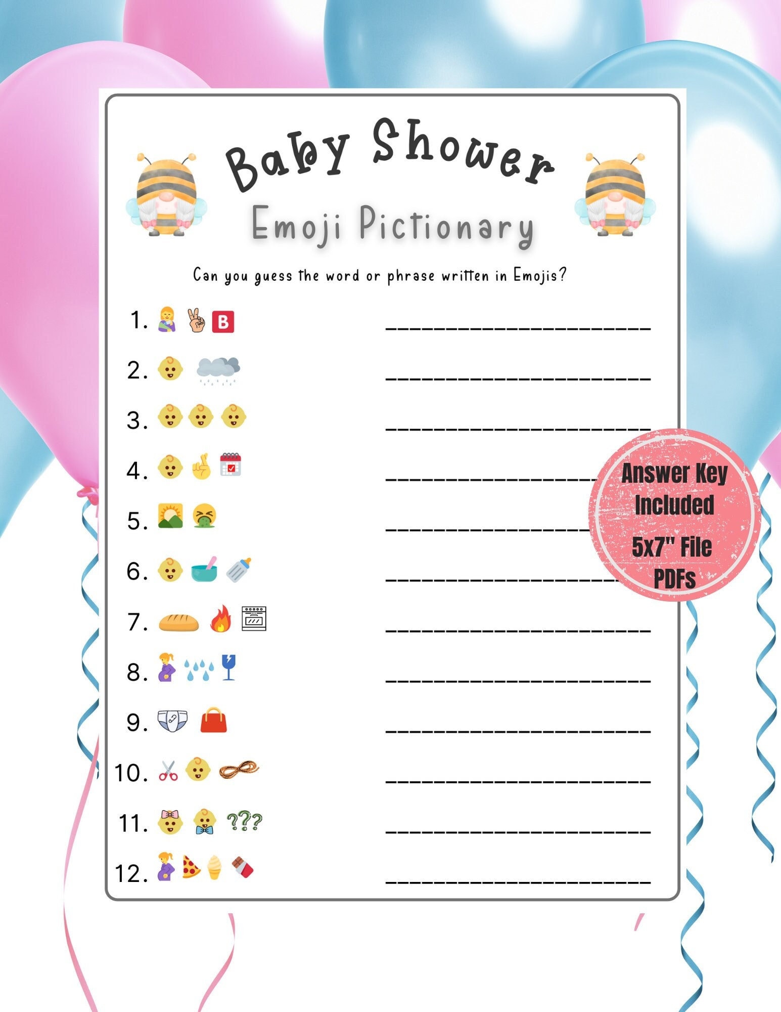 Baby Shower Emoji Pictionary Game Baby Gnome Baby Shower Game Printable