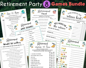 Retirement Party Games Bundle: 8-in-1 Printable Games (Instant Download)