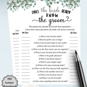 Bridal Shower Does Bride Really Know Groom L Newlywed Game L - Etsy