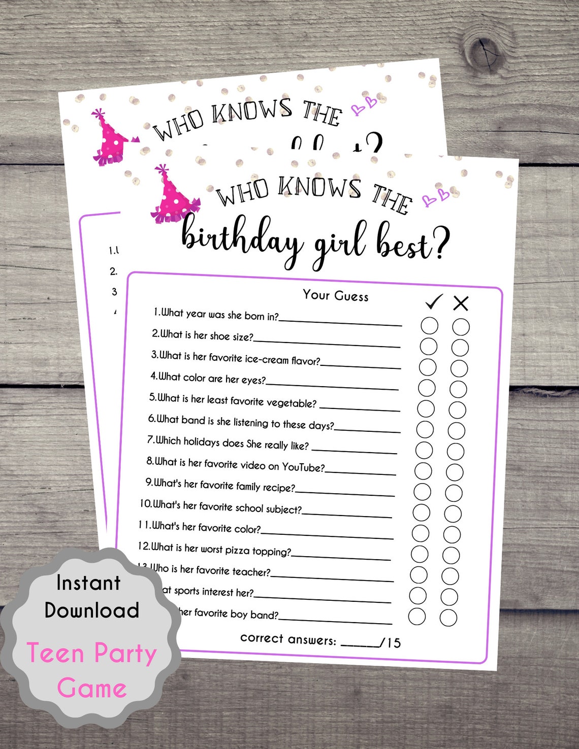 Fun Teen Girls Birthday Games Who Know the BG Best Game Girls Sleepover