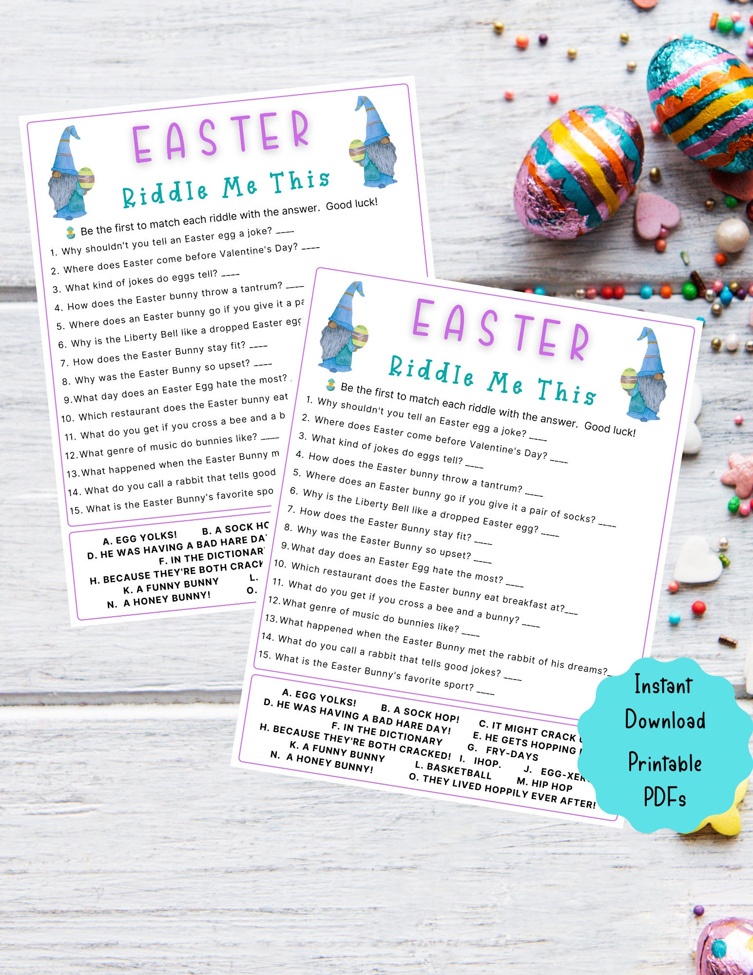 Easter Riddle Me This Game Easter Printable Game for Kids & Adults