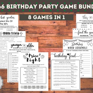 Printable Born in 1966 Birthday Games Bundle 59th Birthday Party games 1966 Trivia Fun DIGITAL Minimalist Party Game for Her Him Men Woman