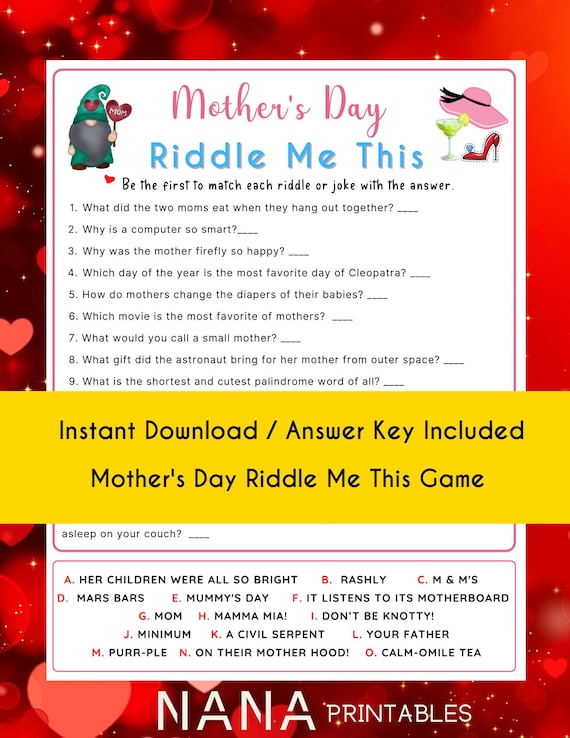 Mini Riddle Print Printable Riddle Quiz