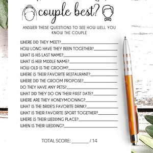 Who Knows The Couple Best Bridal Shower Game, Printable, download, Bride & Groom Party, Fun Activities, Brunch Games, Rustic White, PDF image 2