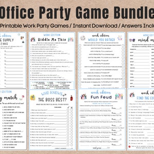8 Office Party Printable Game Bundle |  Coworker Staff Games | Fun Work Party Game | Office Retirement Party | Icebreaker Team Building Game