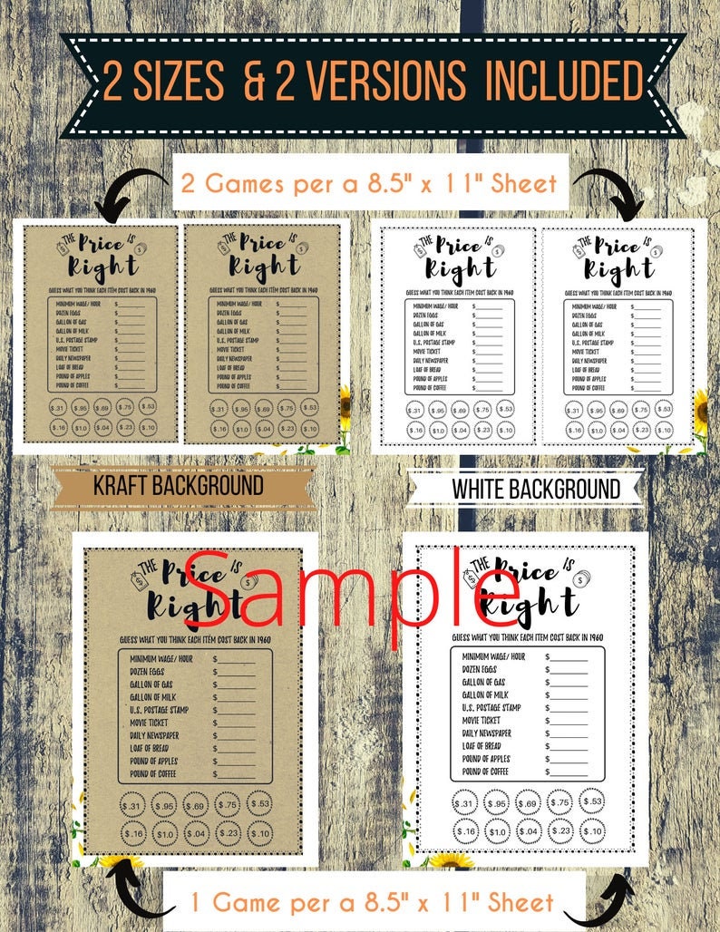 The Price is Right Bridal Shower Game Printable Instant - Etsy