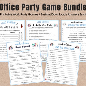 Office Party Printable Game Bundle |  Coworker Staff Games | Fun Work Party Game | Office Retirement Party | Icebreaker Team Building Game