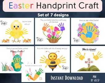 7 in 1 Easter Handprint Art Craft Bundle | Craft for Kinder Crafts, Pre-K | Easter Memory Keepsake | DIY Art Craft | Teacher Parent Resource