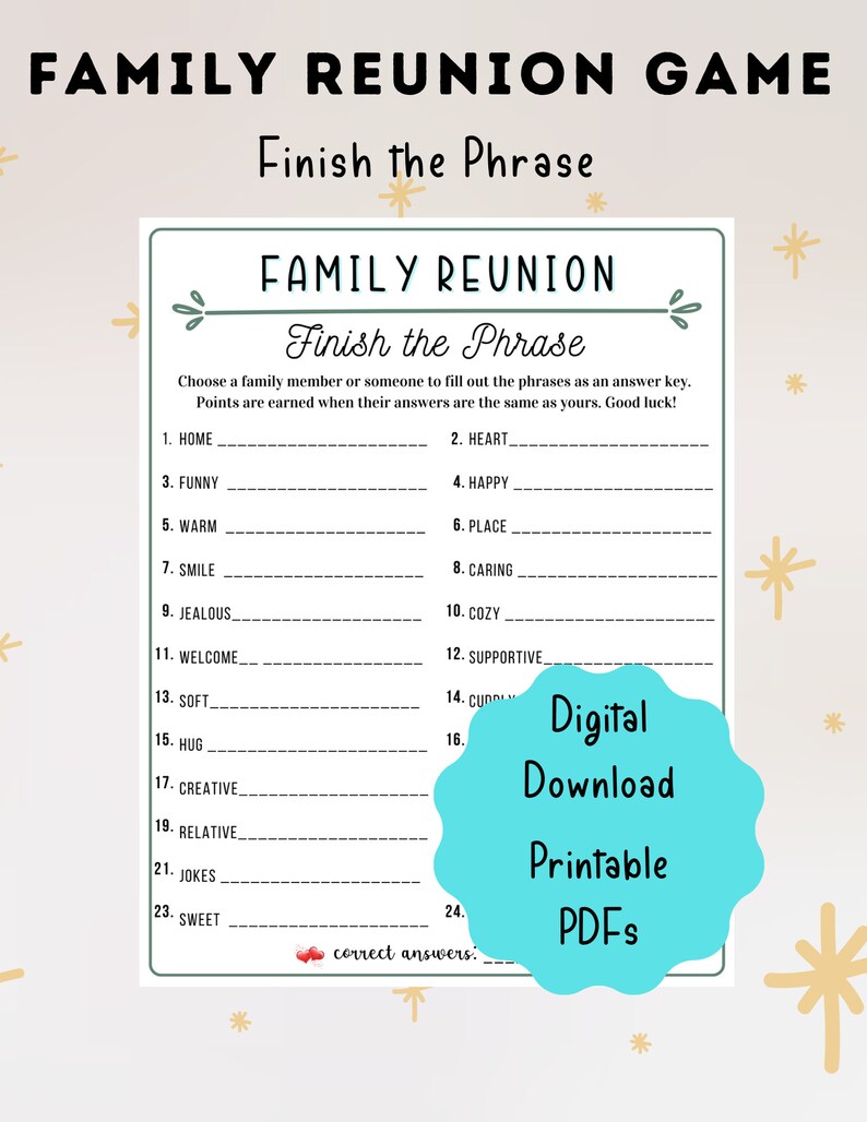 9 in 1 Family Reunion Printable Game Bundle Fun Family - Etsy