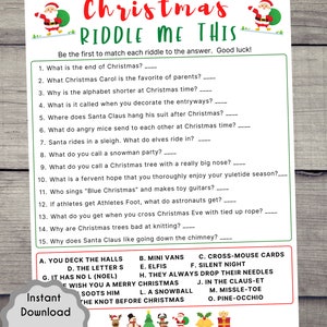 Christmas Riddle Game Christmas Game Printable Fun Holiday Party Game for All Ages Festive Christmas Game Group Xmas Game Family Christmas image 8