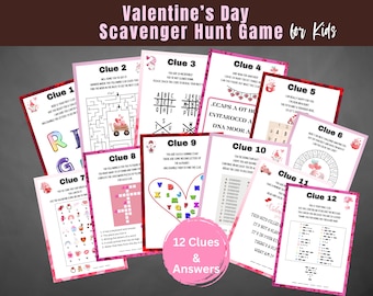 Valentine's Day Scavenger Hunt Game for Kids, Teens, Tween | Fun Indoor Valentine's Day Activity | Valentines Printable Game | Galentine's