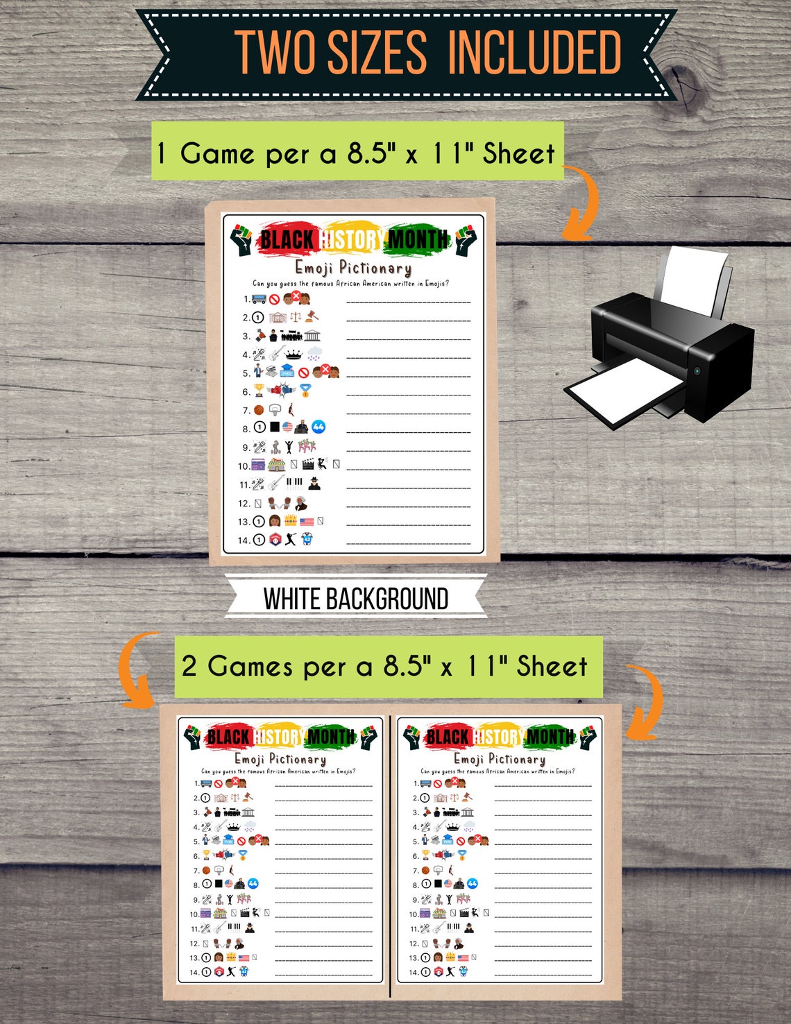 Black History Month Emoji Pictionary Game Fun Educational Etsy