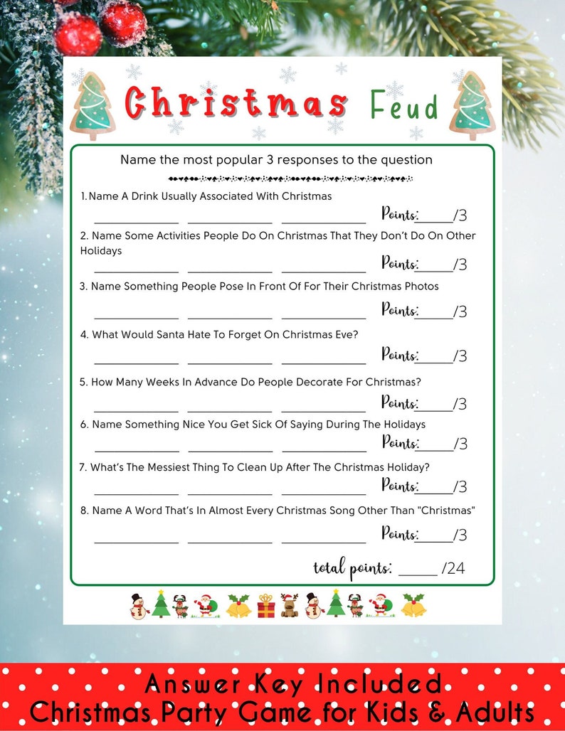 Christmas Feud Game Holiday Party Gamefamily Feud Christmas - Etsy