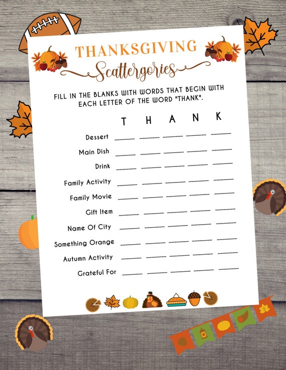 thanksgiving fall scattergories categories
