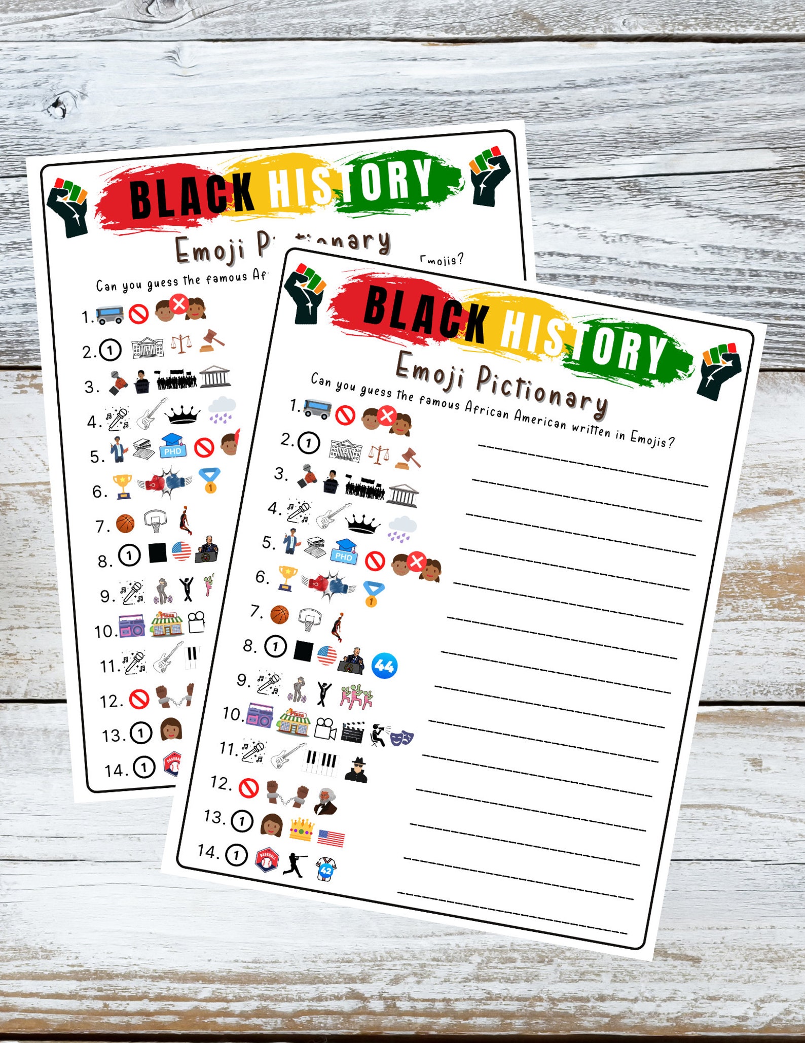 Black History Emoji Pictionary Game, Game, Fun Kids Educational, Black History Hero