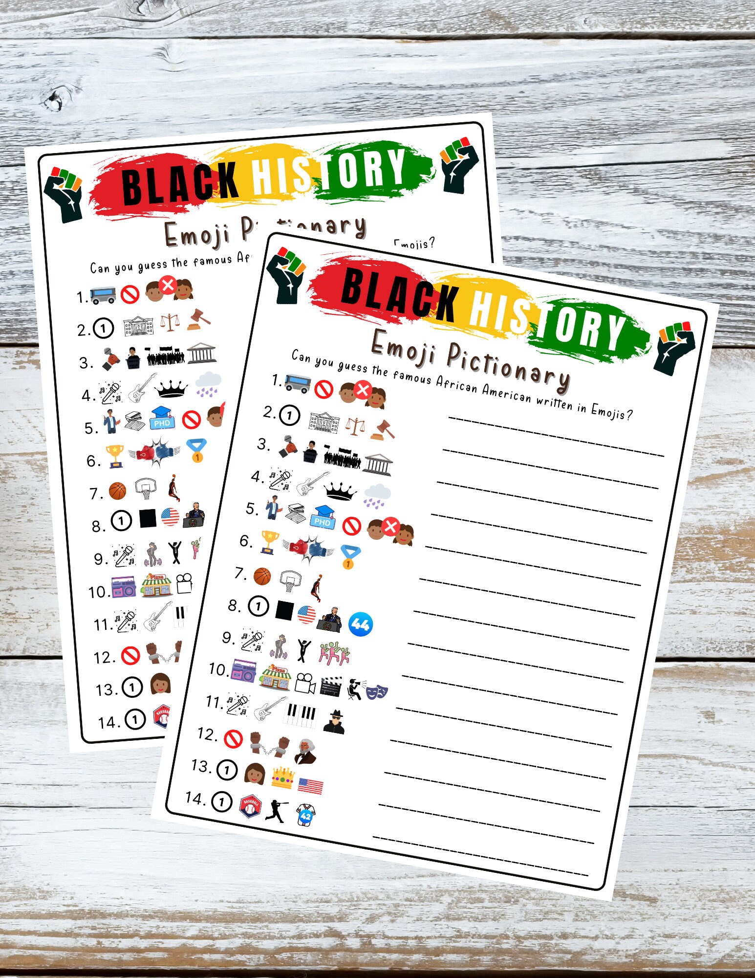 Black History Emoji Pictionary Game, Game, Fun Kids