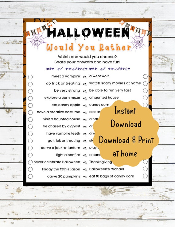 Funny Halloween Would You Rather Questions for Kids & Adults