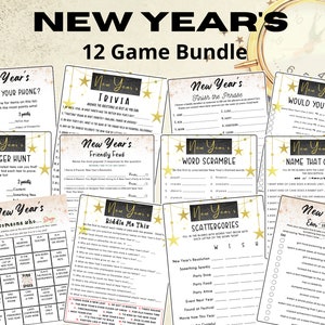 New Years Game Bundle, New Years Game Bundle, Printable Family Games, Printable Party Games, Adult Games, Games for Kids, Office Party Games