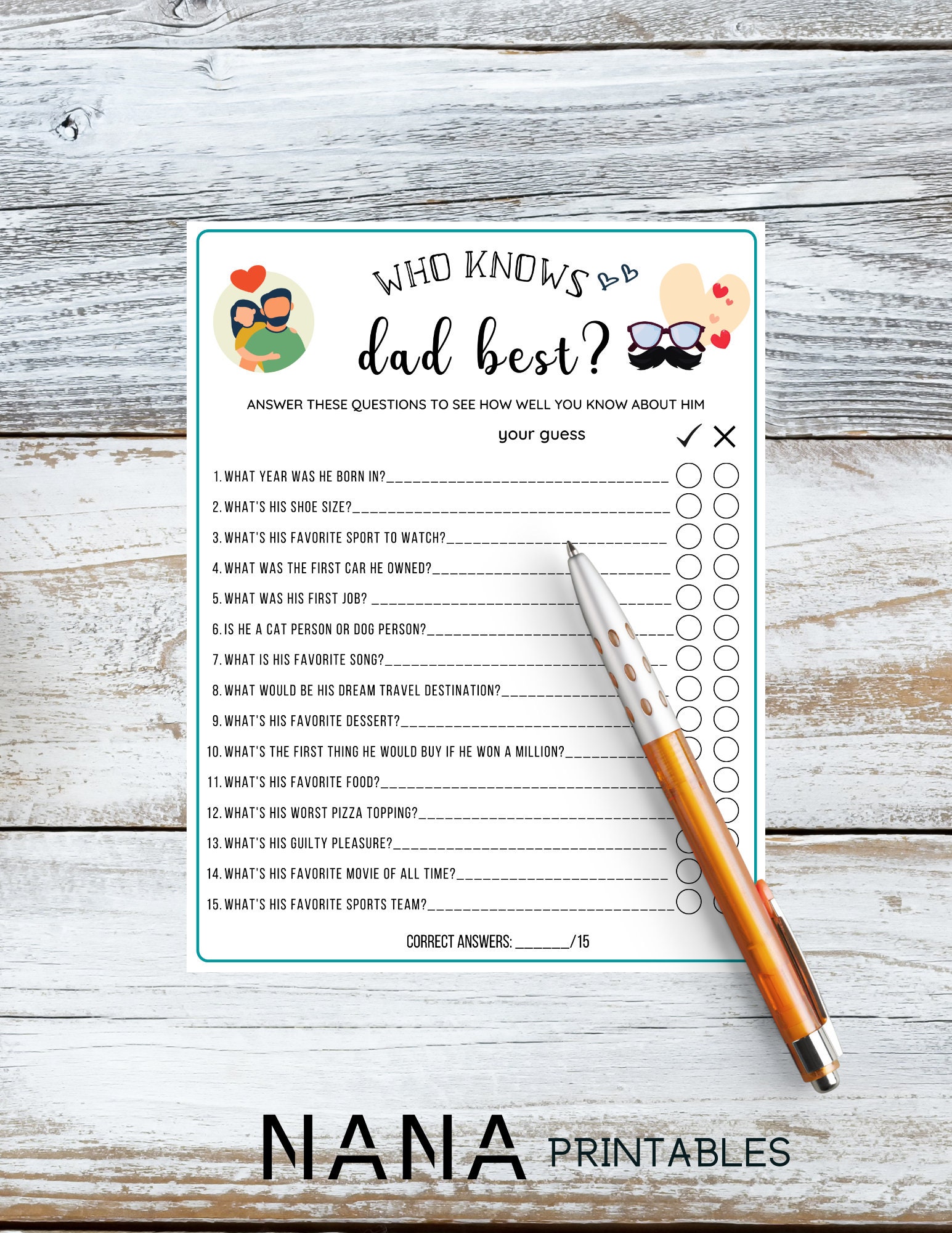 Father's Day Who Knows Dad Best Game Father's Day Game for Kids