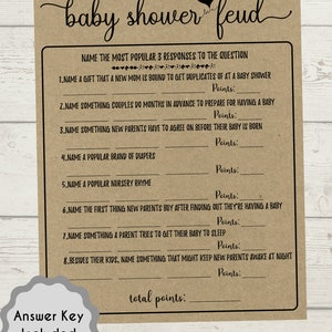 Baby Shower Feud Baby Shower Activity Family Feud Party | Etsy