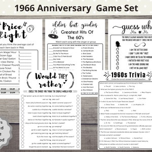 Married in 1966 59th Wedding Anniversary Printable Games Bundle 59th Minimalist Wedding Couple Party Games Married in 1966 Trivia Quiz