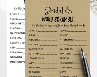 Bridal Shower Word Scramble Game: Printable Bachelorette Party Activity (Digital File)