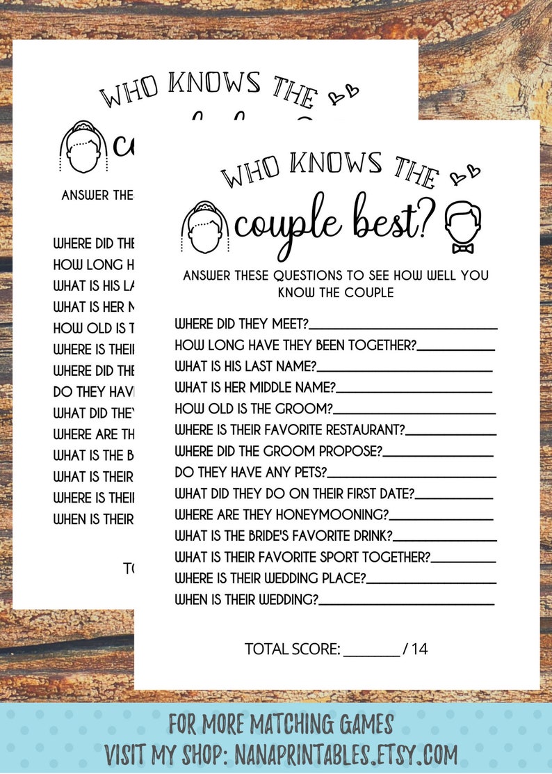 Who Knows The Couple Best Bridal Shower Game, Printable, download, Bride & Groom Party, Fun Activities, Brunch Games, Rustic White, PDF image 6