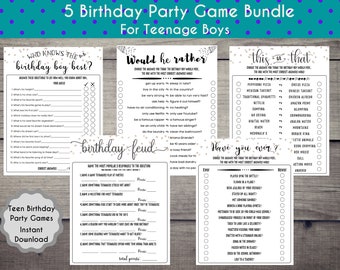 Fun Teen Boys Birthday Game Bundle | Birthday Party Games| Teenage Boys Party Games | Pajama Party | age 12,13,14,15,16,17| Sweet 16 l Tween