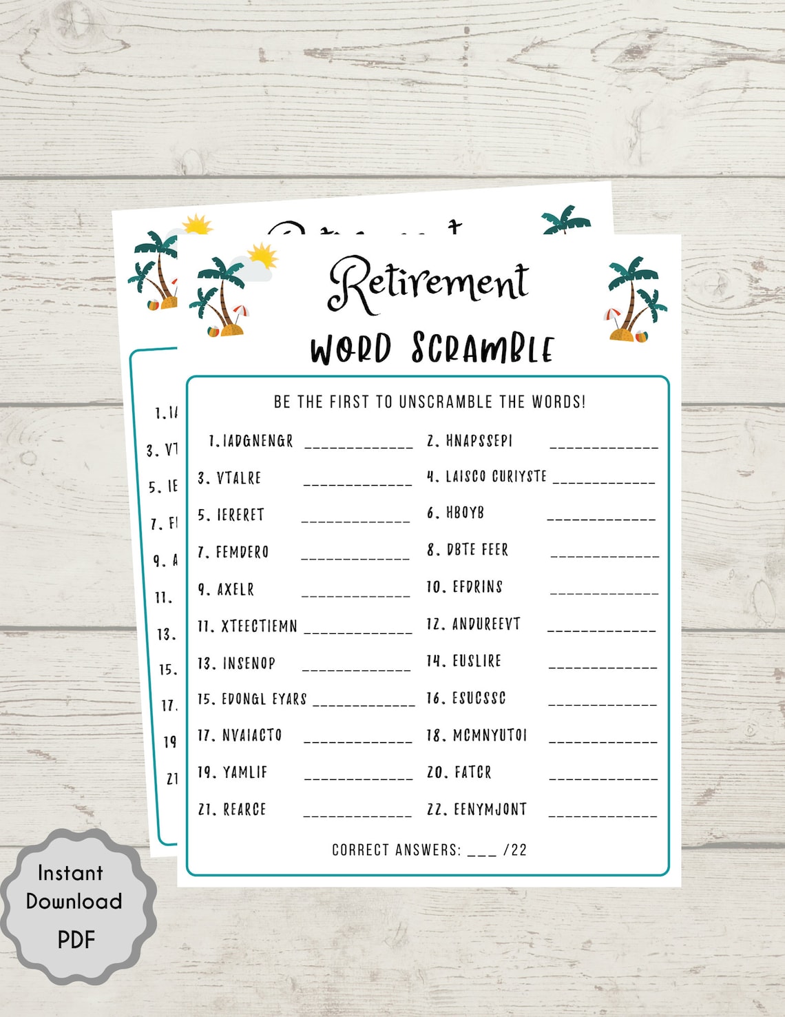 Retirement Party Game Retirement Word Scramble Fun Retirement Party ...
