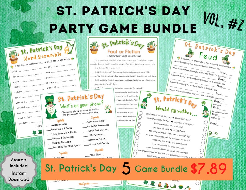 St. Patrick's Day Trivia Game St. Patrick's Day Game for Kids & Adults St. Patrick's Fun Party Game St. Patrick's Classroom Activity image 8