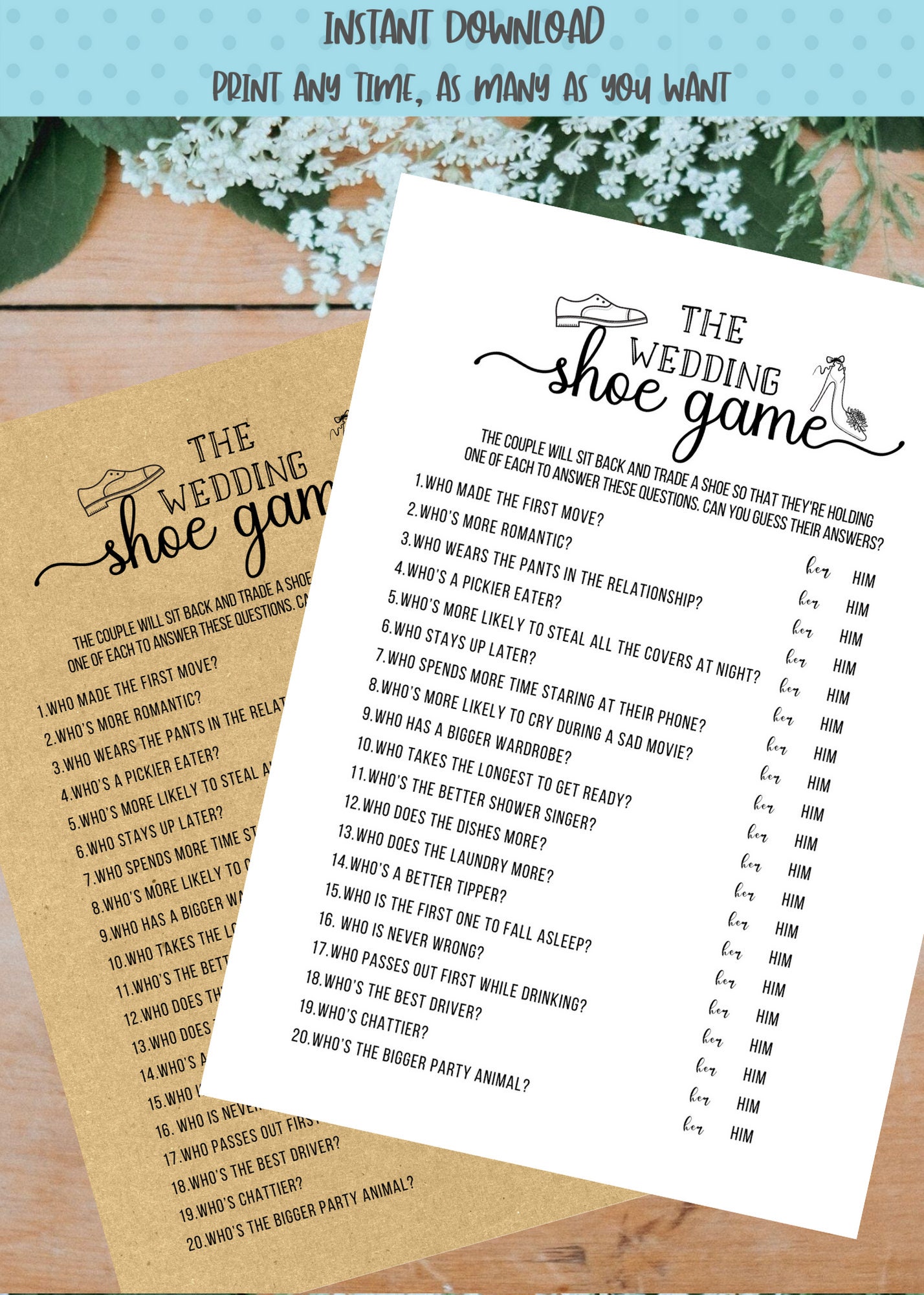 the bride and groom shoe game